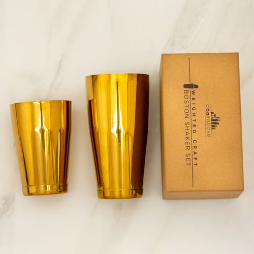 A Bar Above Gold Boston Cocktail Shaker Set, Weighted In Gold