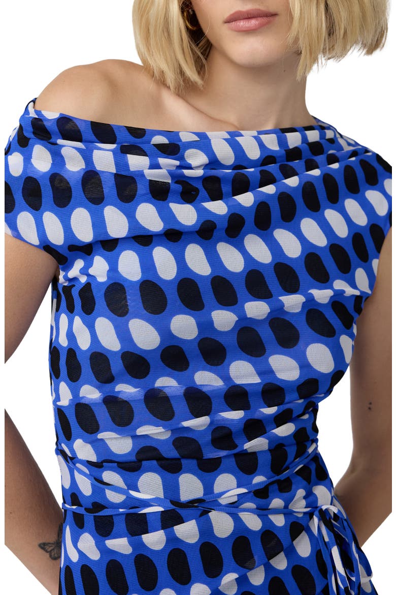 Wittrock One-Shoulder Dot Print Mesh Dress, Alternate, color, JELLY DOT AQUARIUS
