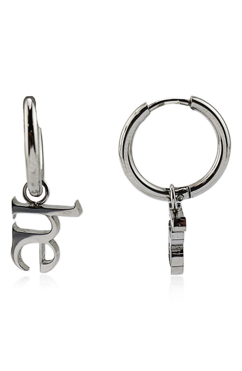 REBL He Huggie Hoop Earrings, Main, color, Silver