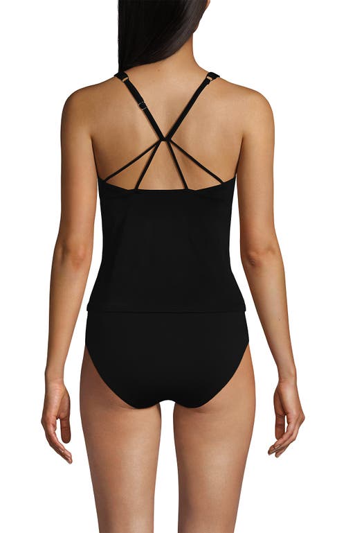 Lands' End Tugless High Neck Strappy Back Tankini Swimsuit Top In Black