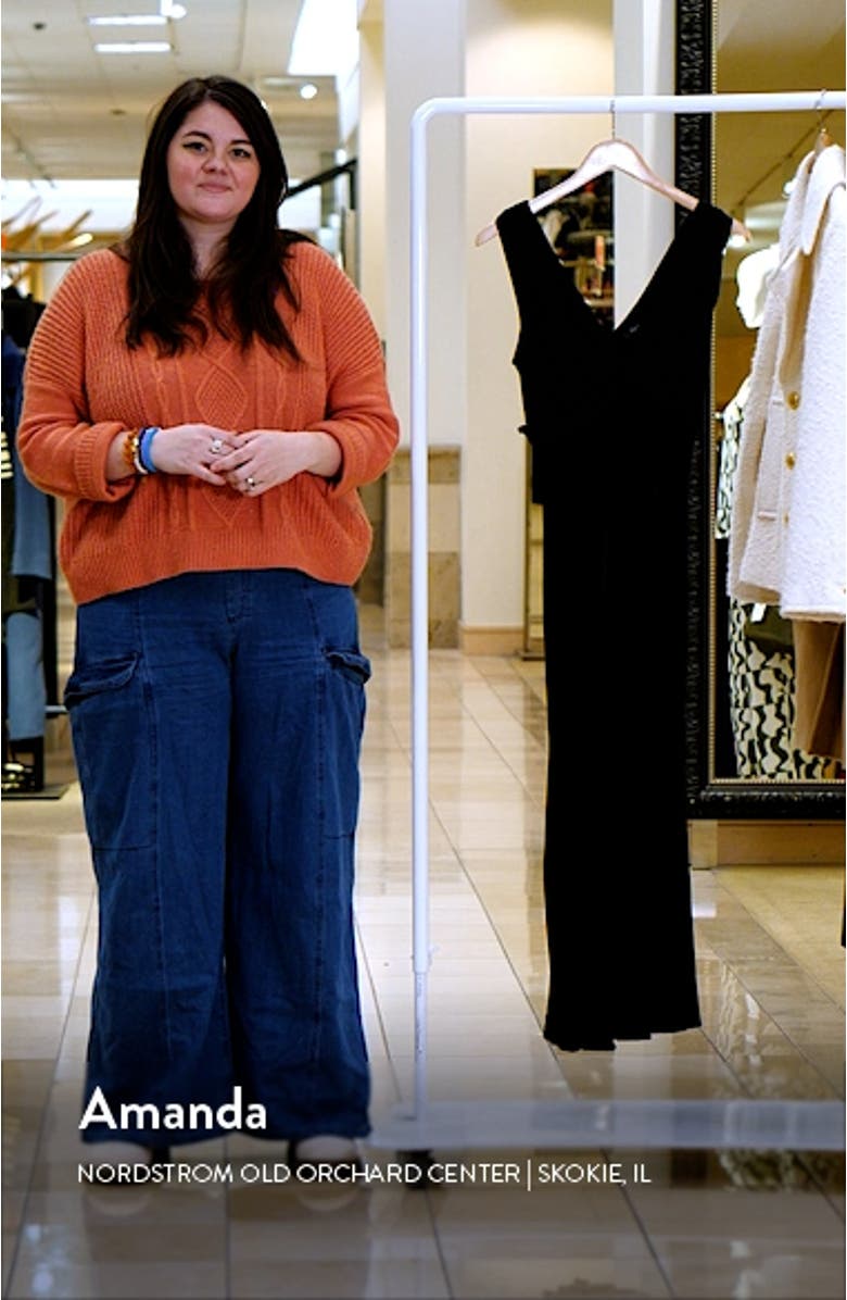 Gilda V-Neck Mixed Media Cocktail Dress, sales video thumbnail