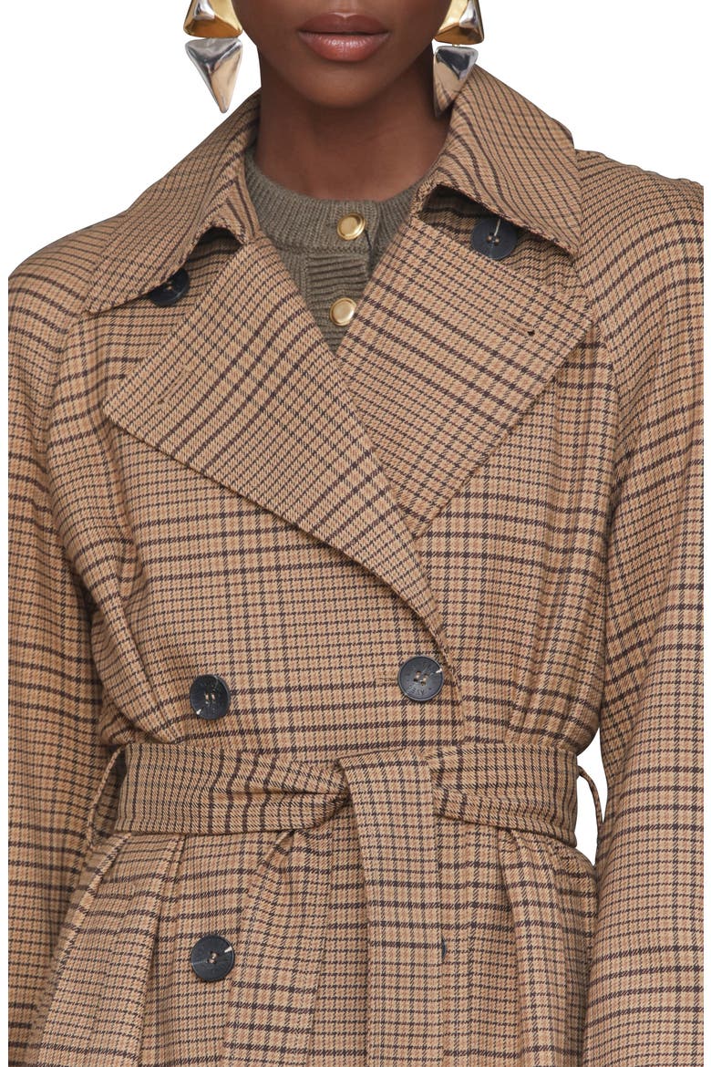 Oversized Plaid Maxi Trench Coat, Alternate, color, BROWN PLAID