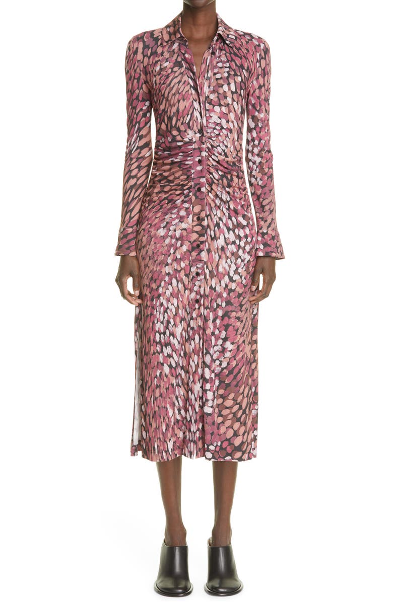 Altuzarra Claudia Dot Print Button Front Midi Dress, Main, color,