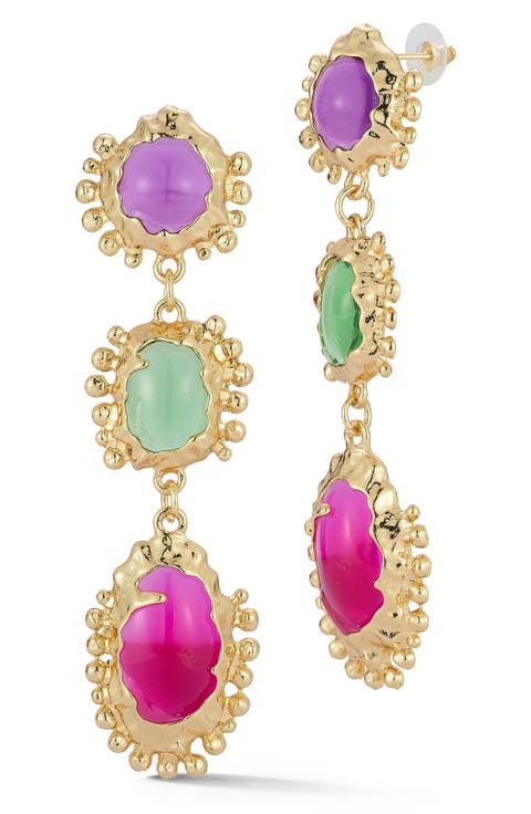 CZ Beaded Drop Earrings