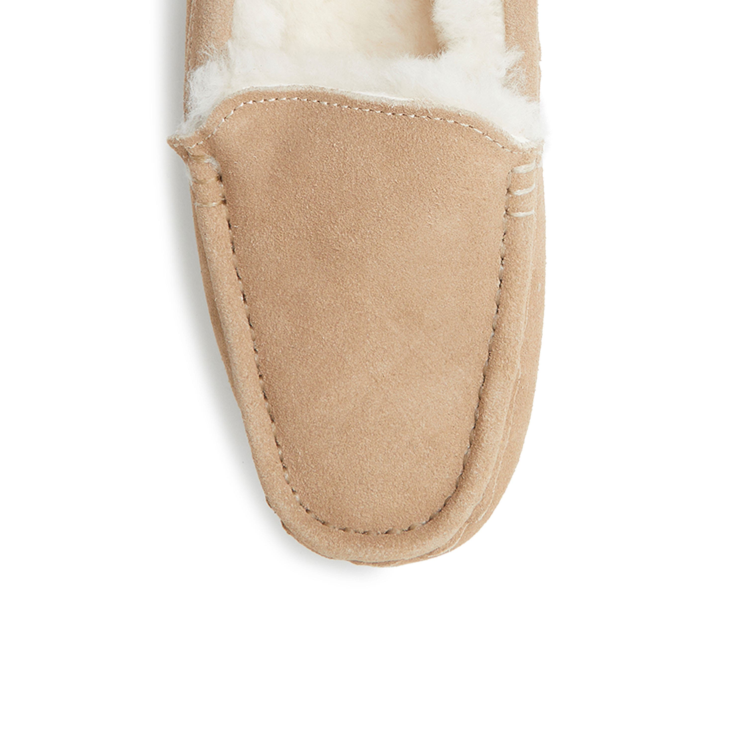 DEARFOAMS Fireside Mel Genuine Shearling Moccasin Slipper, Alternate, color, Grey