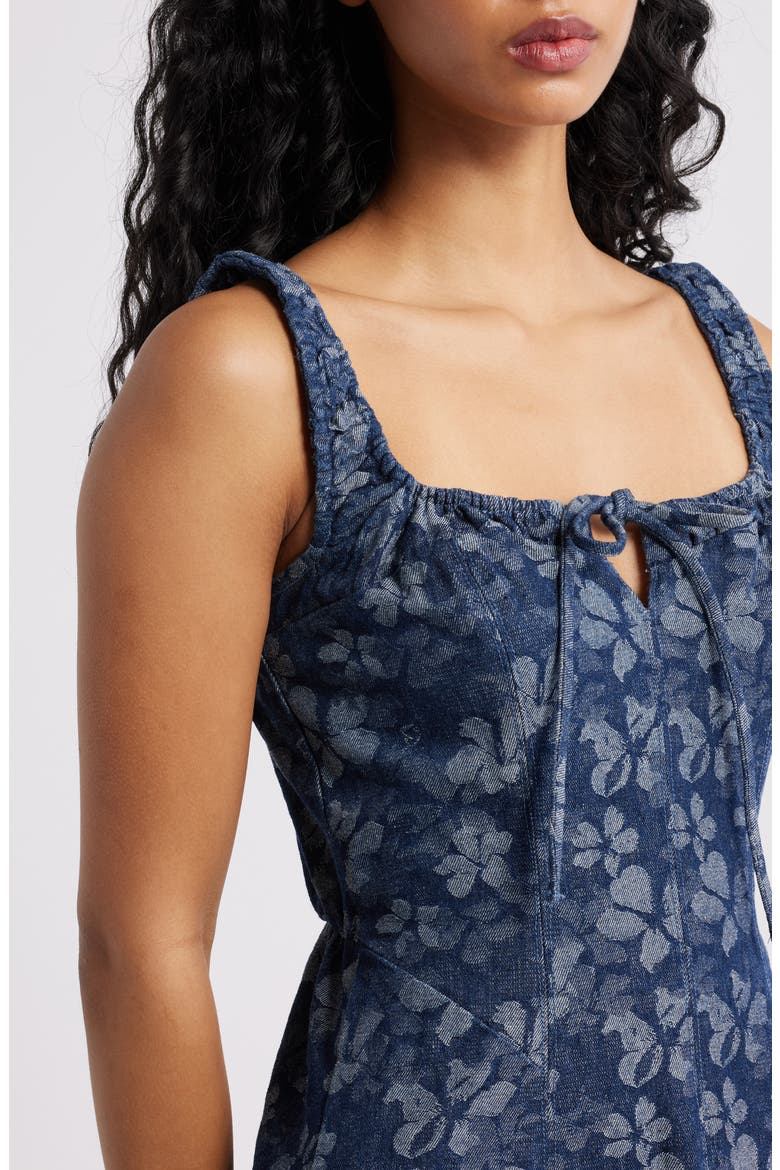 Floral Denim Midi Dress, Alternate, color, INDIGO