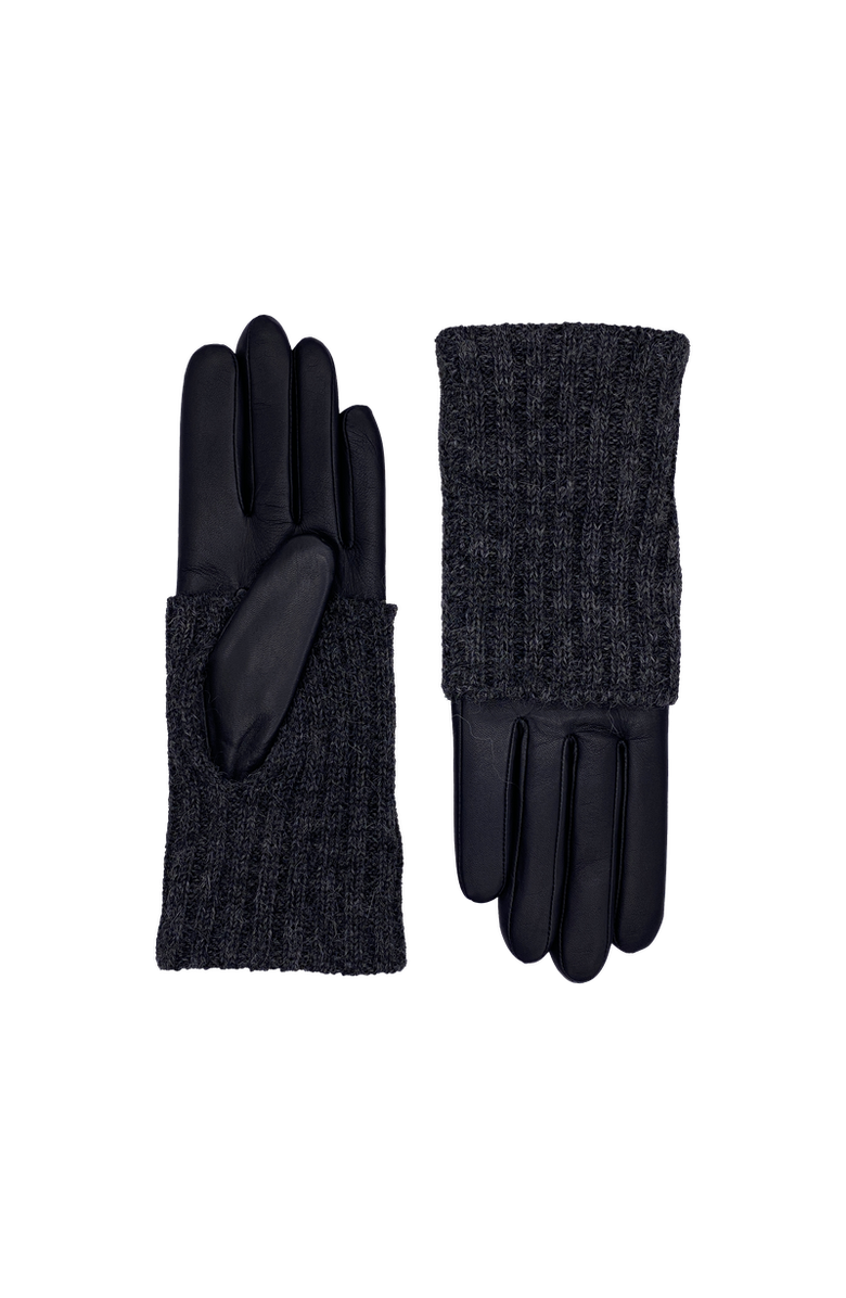 Agnelle Polka Leather and Alpaca Glove, Main, color, Tnoir/Noir