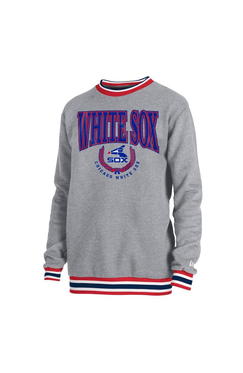 New Era Men's New Era Heather Gray Chicago White Sox Throwback Classic Pullover Sweatshirt, Alternate, color, Heather Gray
