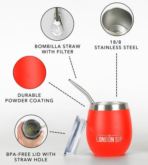London Sip Yerba Mate Cup Set 8oz In Orange