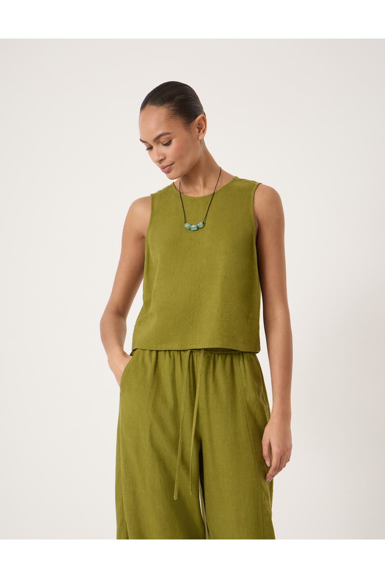 Vera Linen Blend Shell Top, Main, color, Olive Green