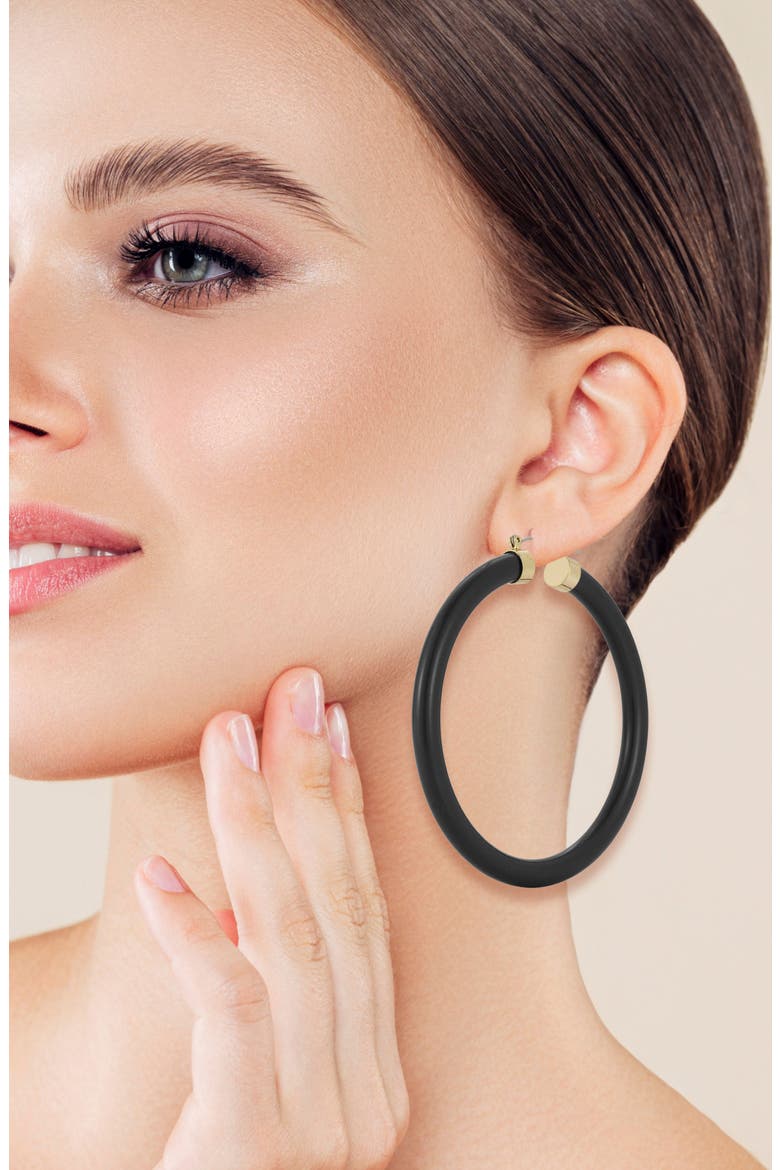Extra Large Hoop Earrings, Alternate, color, GOLD/BLACK