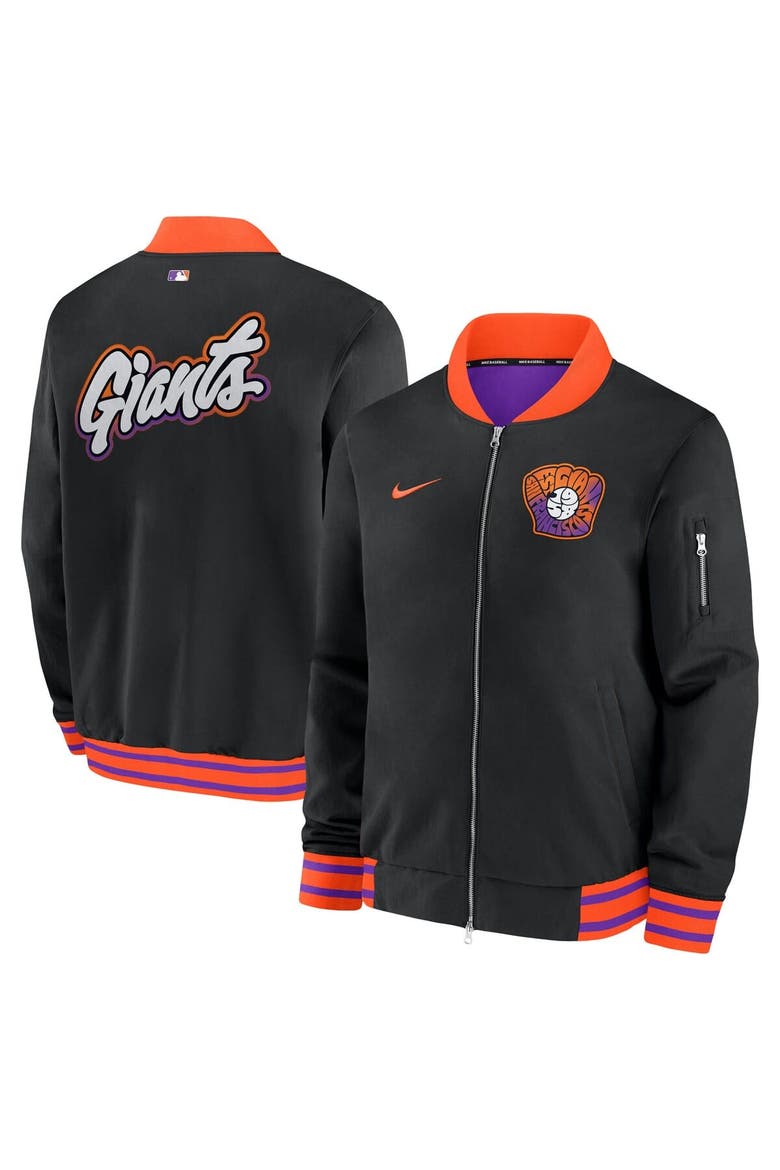 Men's Nike  Black San Francisco Giants 2025 City Connect Authentic Collection Full-Zip Bomber Jacket, Alternate, color, Black