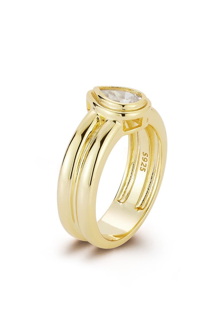 Pear Cut Cubic Zirconia Band Ring, Alternate, color, GOLD