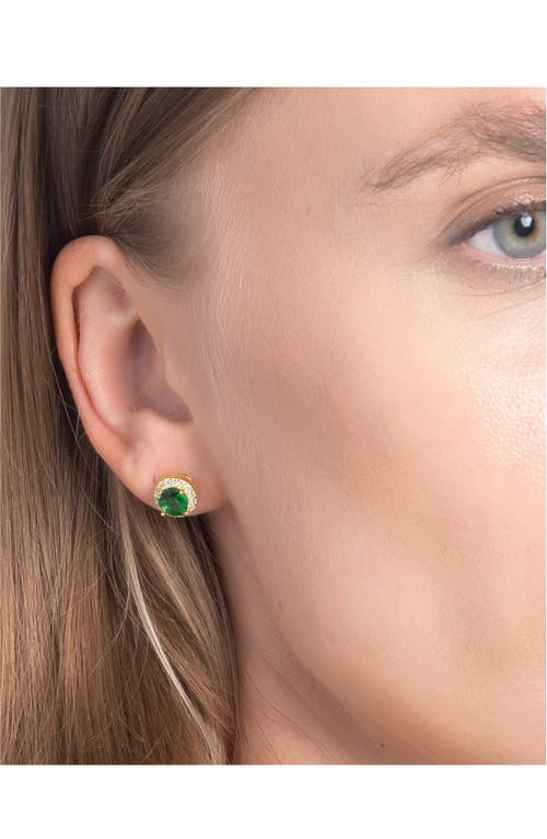 Best Silver Sterling Silver Brilliant Cubic Zirconia Halo Round Stud Earrings In Peridot/silver