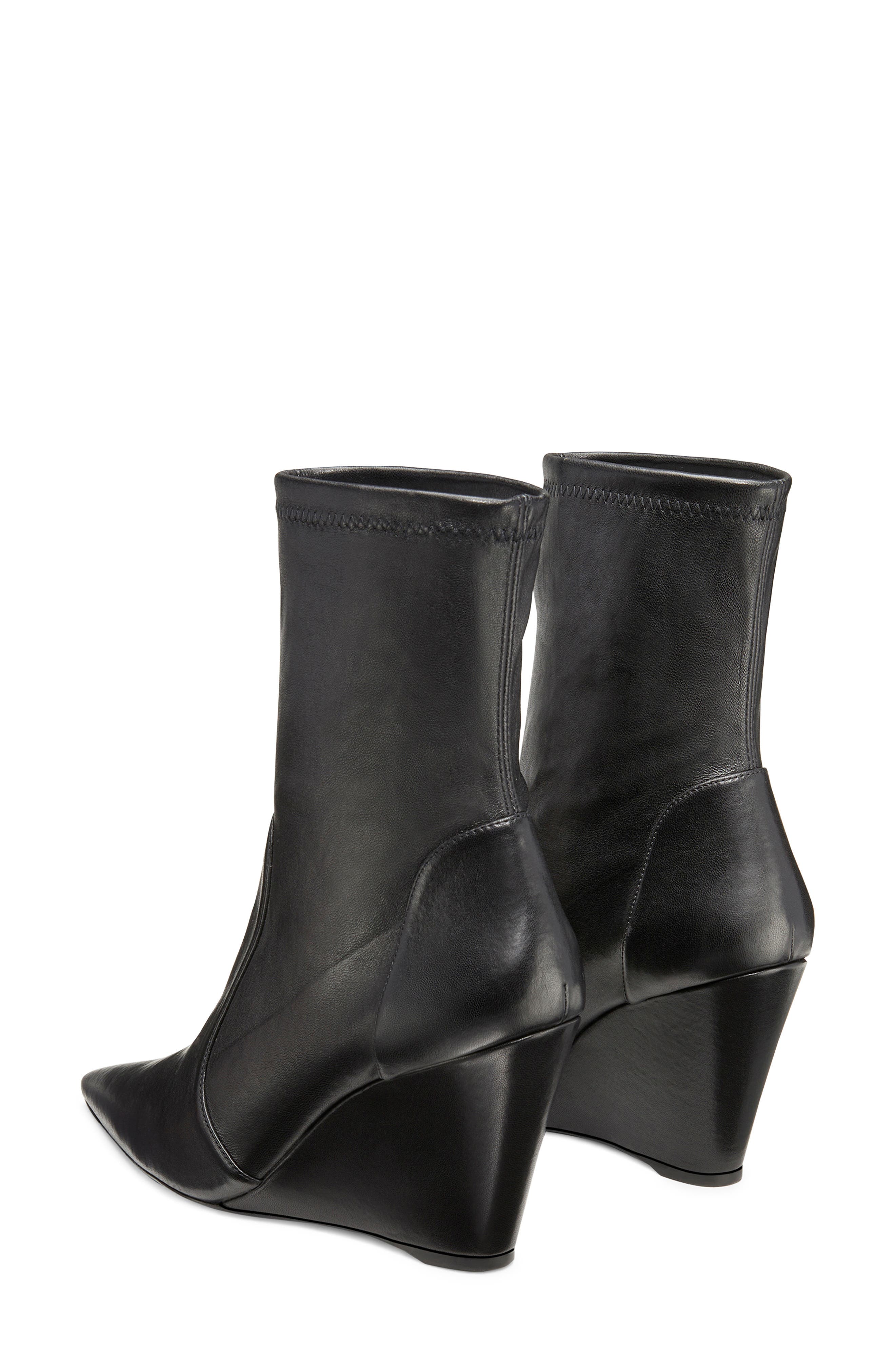 Stuart Wedge 85 Sock Bootie, Alternate, color, BLACK