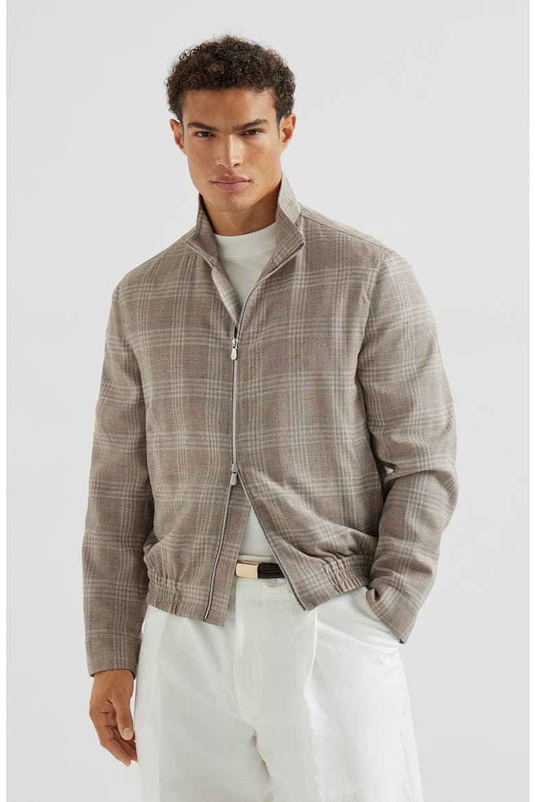 Tartan outerwear jacket, Main, color, Light Grey