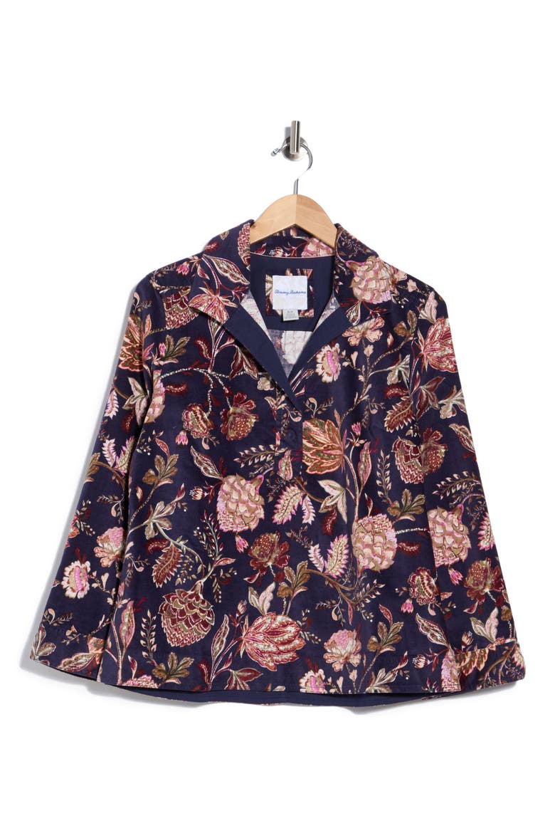Exquisite Bloom Corduroy Top, Alternate, color, COASTLINE
