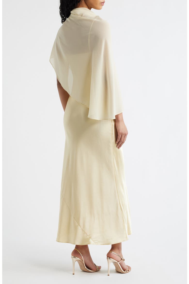 Lilibeth Cape Silk Maxi Dress, Alternate, color, BLONDE