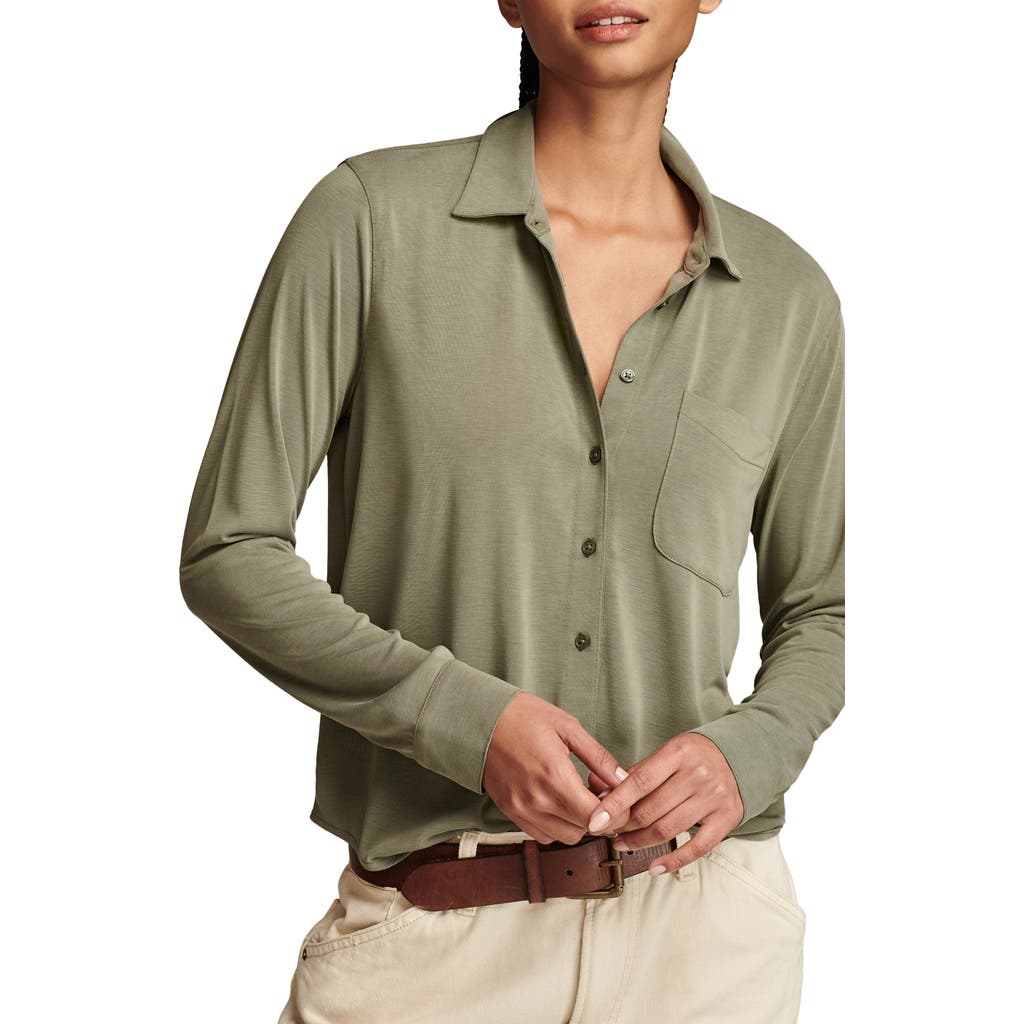 Lucky Brand Sandwash Shirt In Dusty Olive