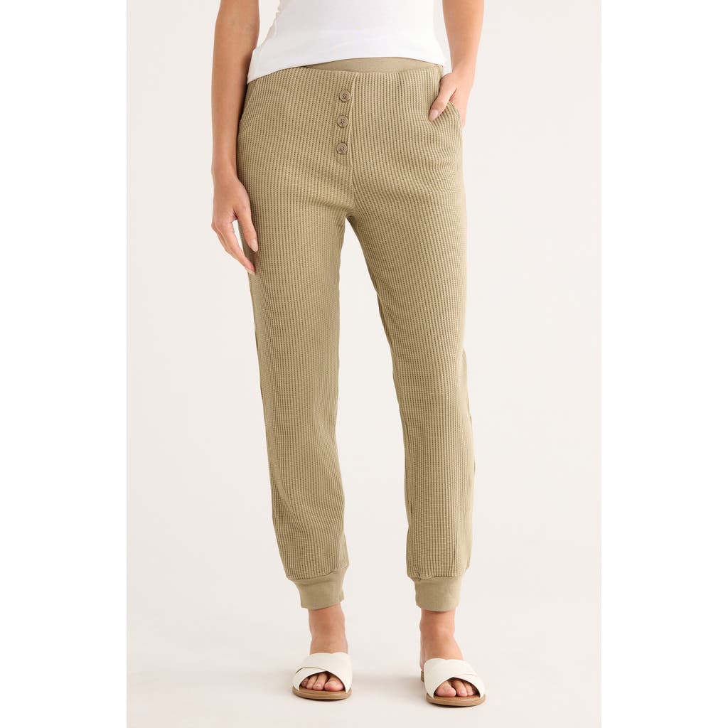 The Range Stretch Cotton Waffle Knit Joggers In Brown