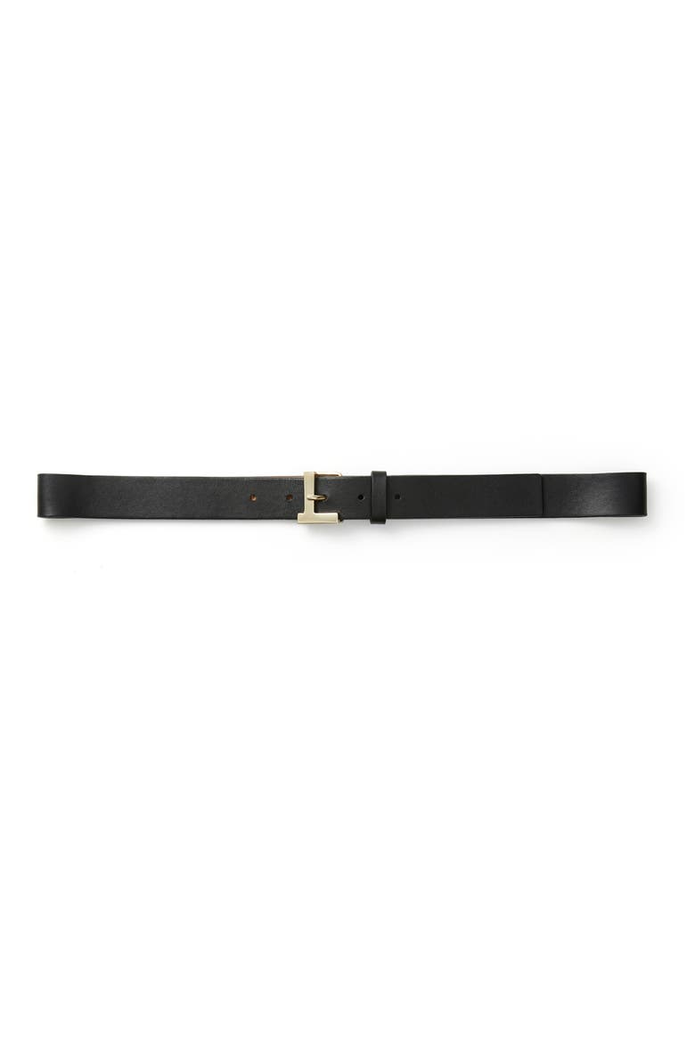 L-Beam Leather Belt, Main, color, BLACK