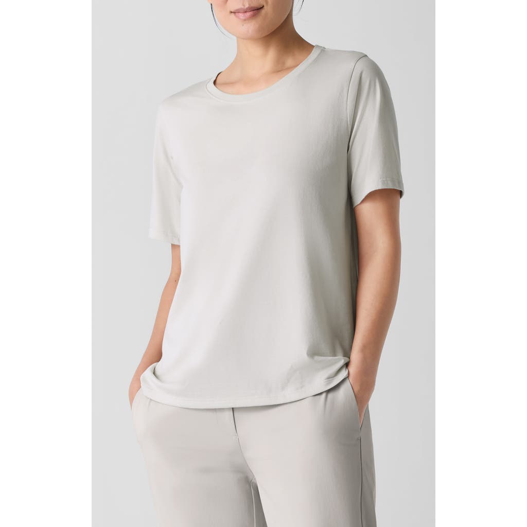 Eileen Fisher Crewneck Organic Cotton T-shirt In Chalk