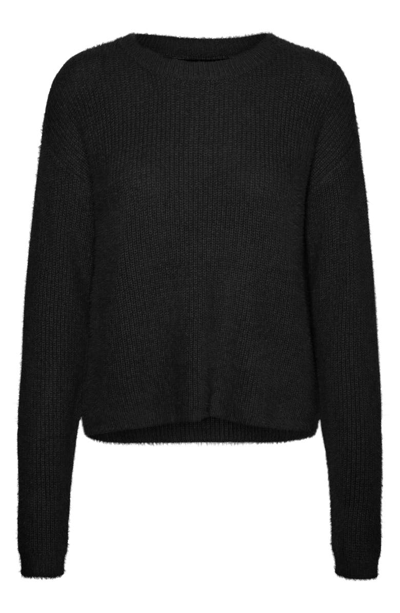 VERO MODA Eyelash Puff Sleeve Sweater, Alternate, color, Black