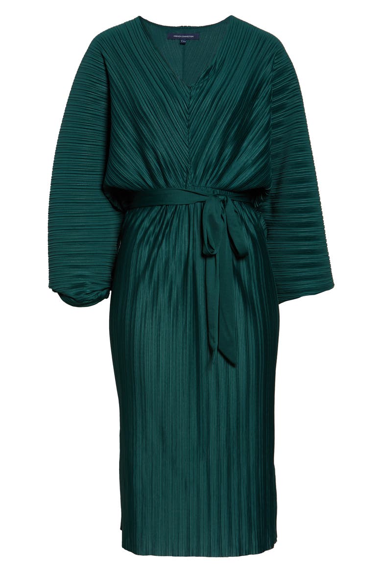 Regi Dolman Sleeve Plissé Dress, Alternate, color, DARK BAYOU GREEN