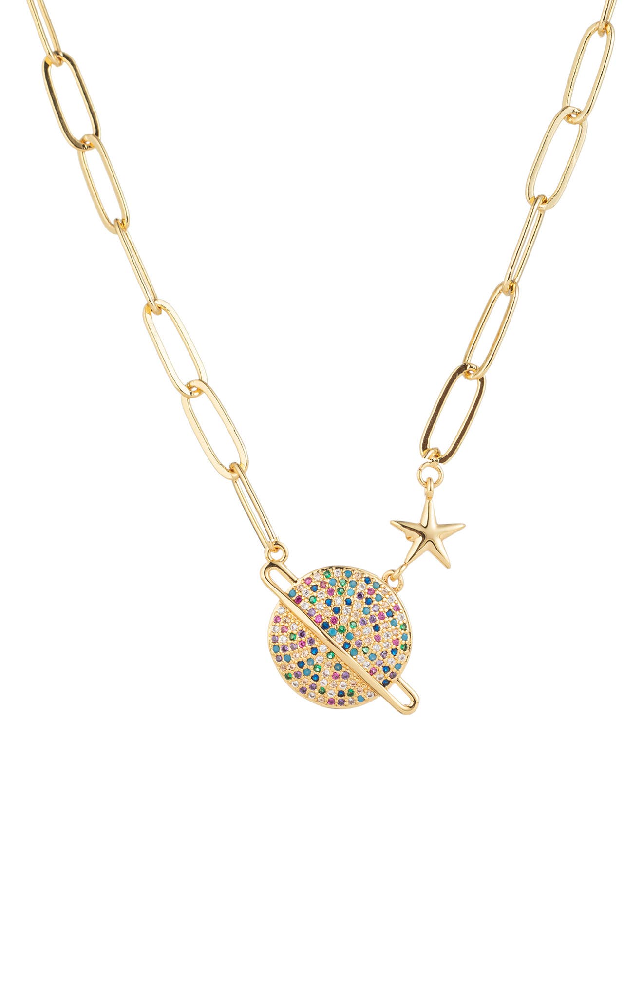 EYE CANDY LOS ANGELES Celestial Paperclip CZ Necklace