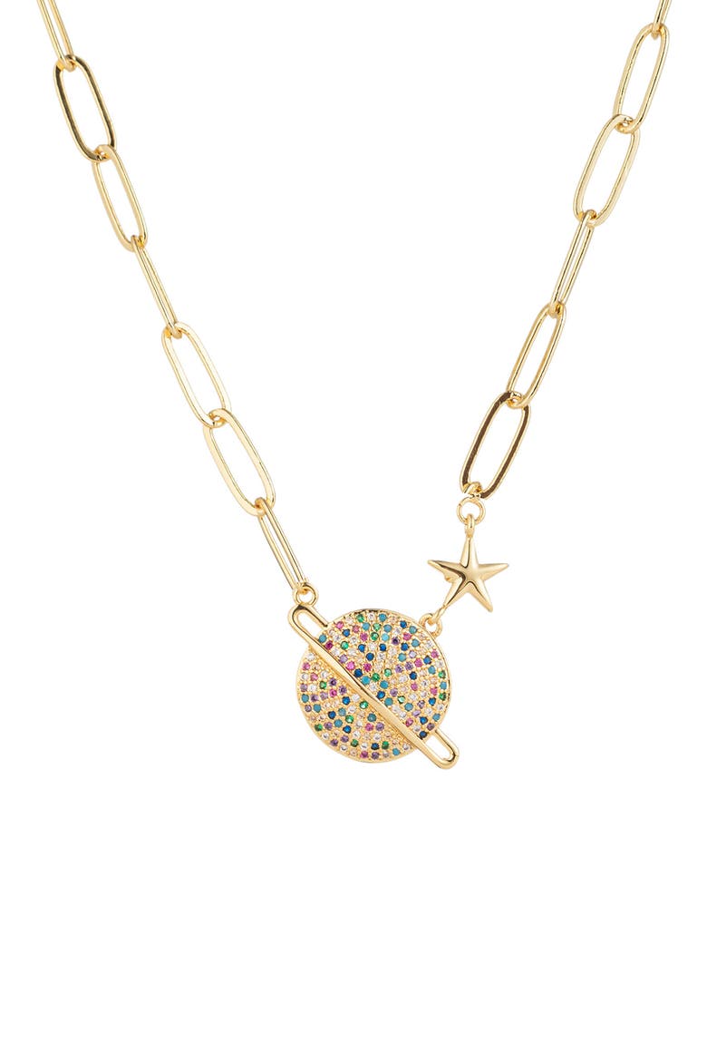 Celestial Paperclip CZ Necklace, Main, color, GOLD