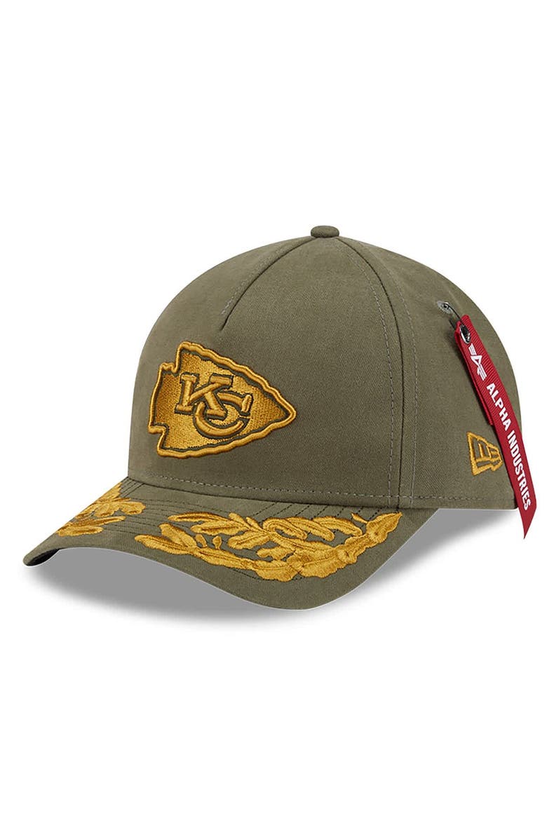 Men's New Era x Alpha Industries  Olive Kansas City Chiefs A-Frame 9FORTY Adjustable Hat, Main, color, Olive