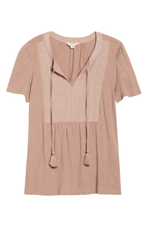 Embroidered Peasant Top