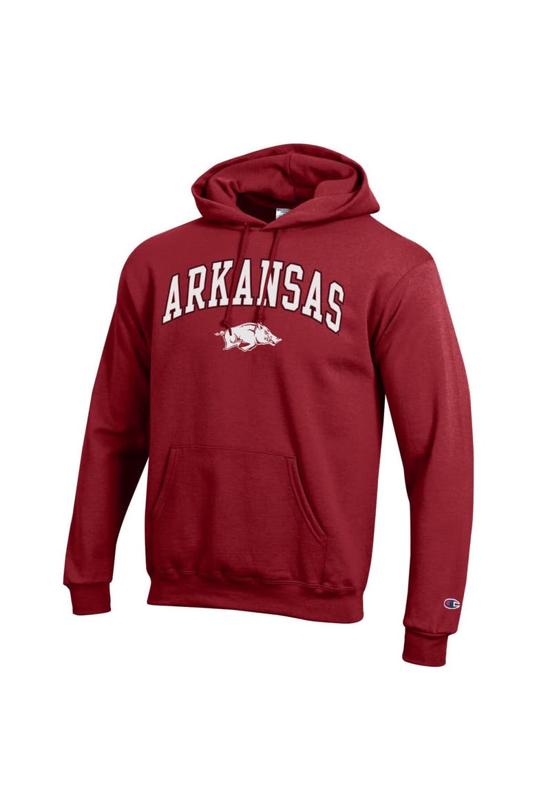 Men's Champion  Crimson Arkansas Razorbacks Arched Logo Fleece Pullover Hoodie, Alternate, color, Crimson