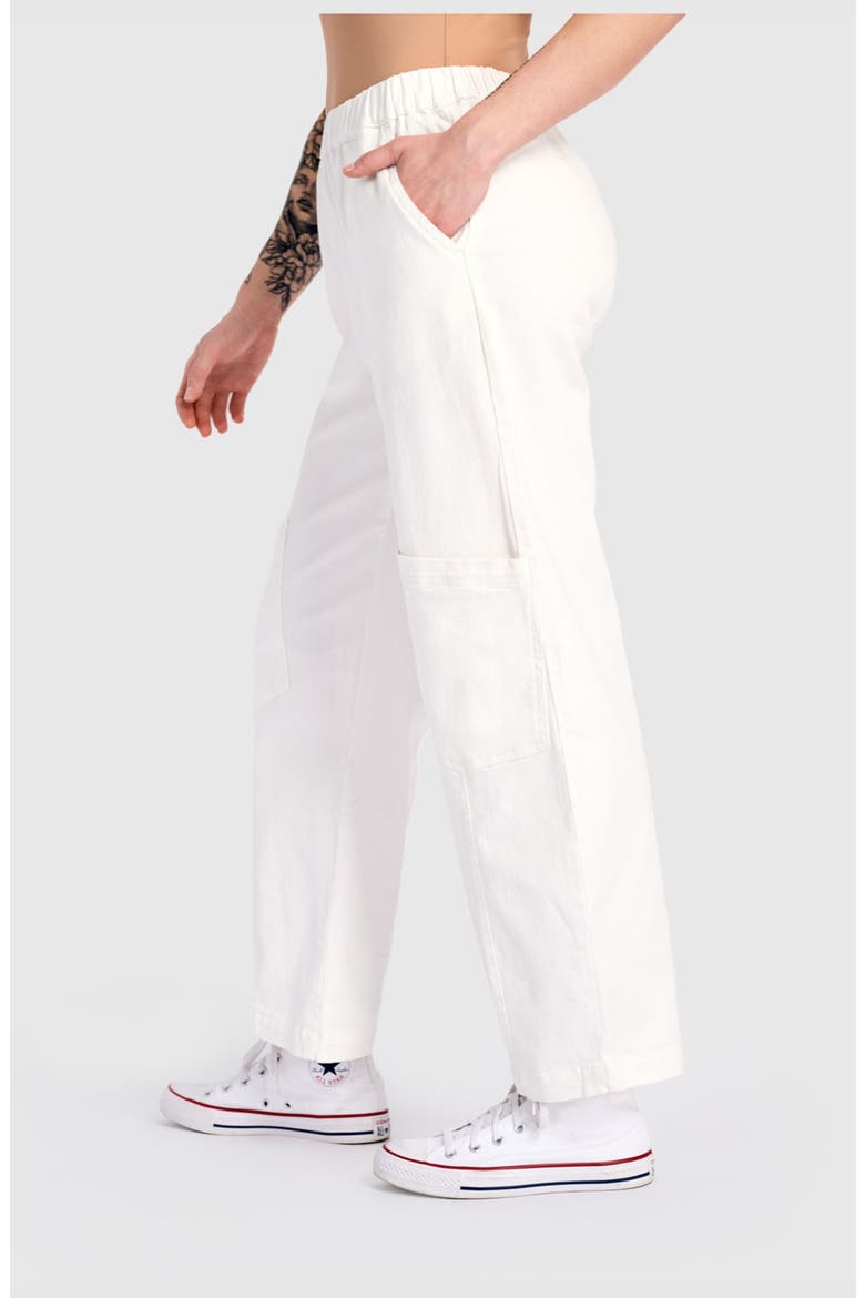 Twill Papaya Relaxed Pants, Alternate, color, White