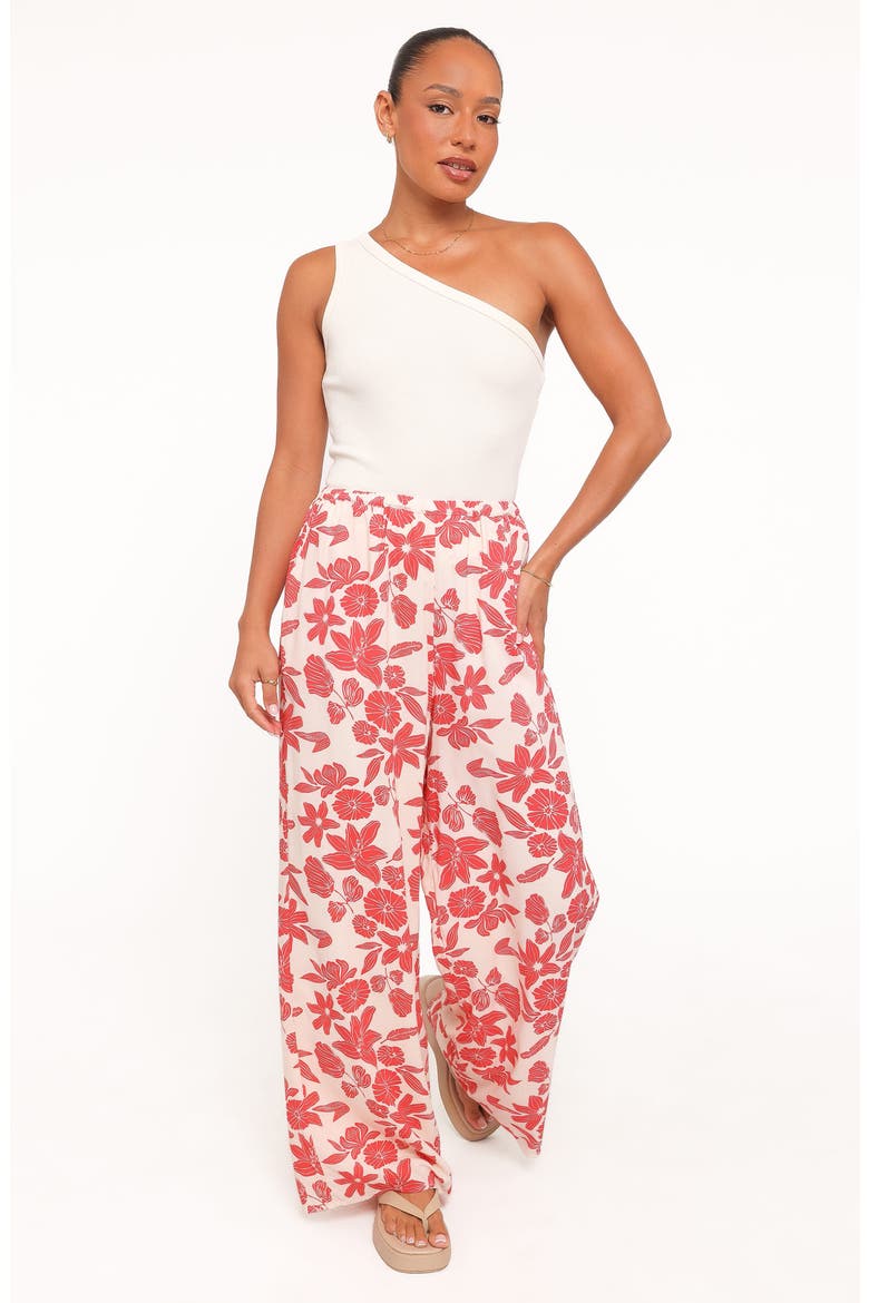 Lira High Waist Floral Print Pants, Alternate, color, RED FLORAL