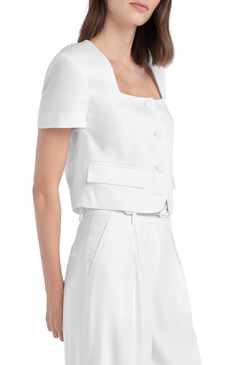 The Mayfair Linen Blend Top, Alternate, color, WHITE