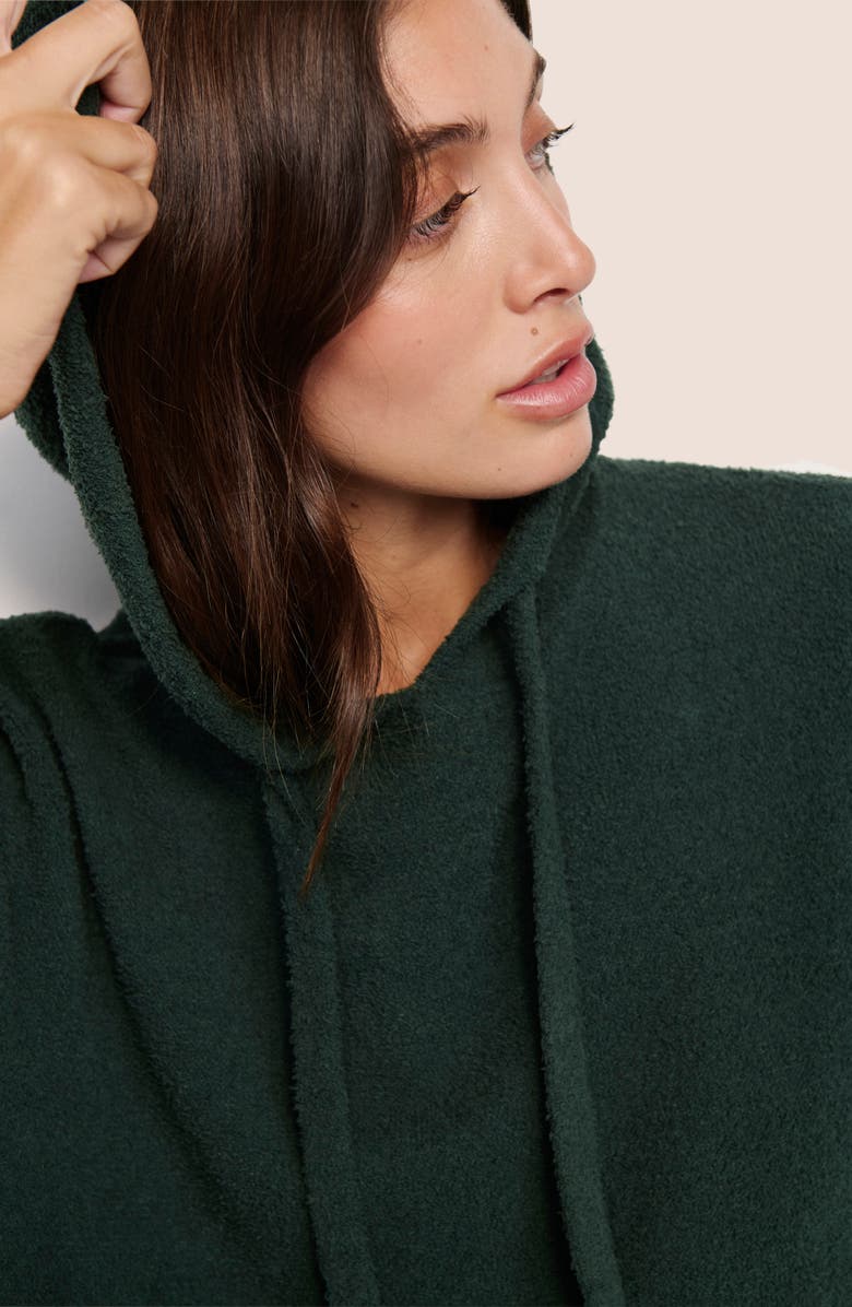 Eberjey Relaxed Fit Recycled Bouclé Hoodie, Alternate, color, Pine