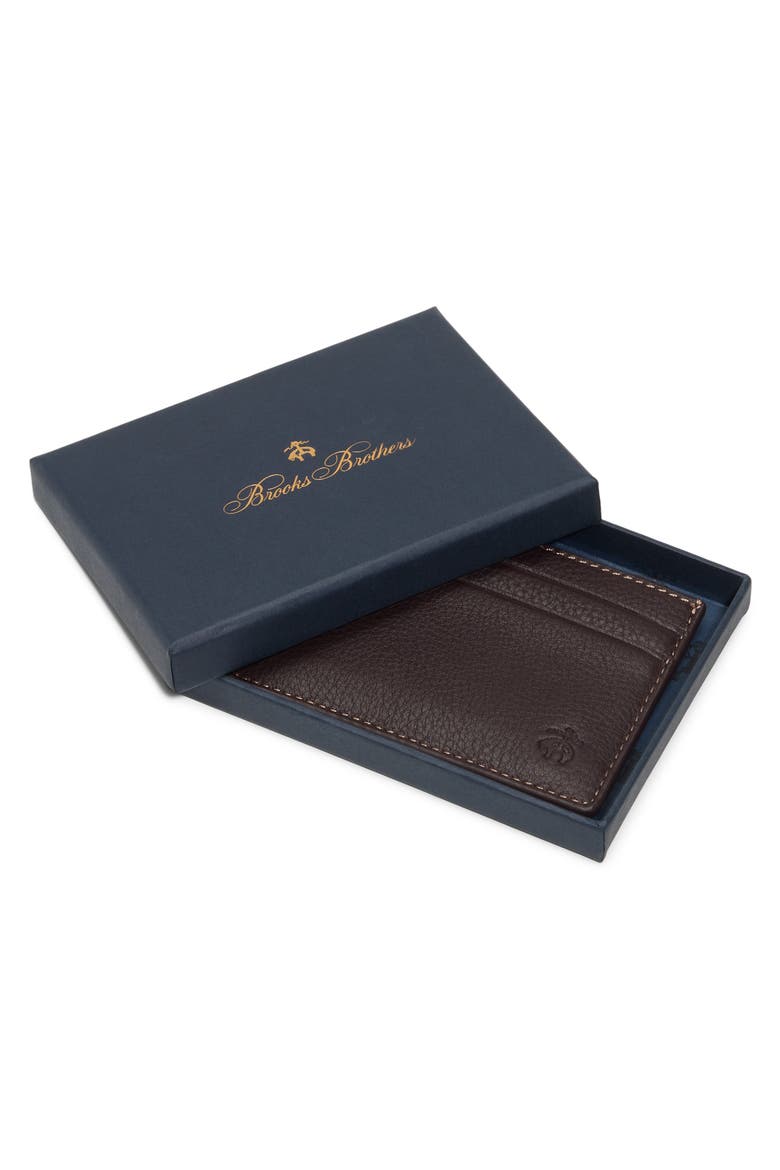 Portland Pebbled Leather Card Case, Alternate, color, BROWN