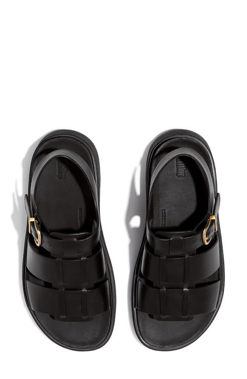 Fitflop Womens Gen-ff Leather Fisherman Sandals In All Black