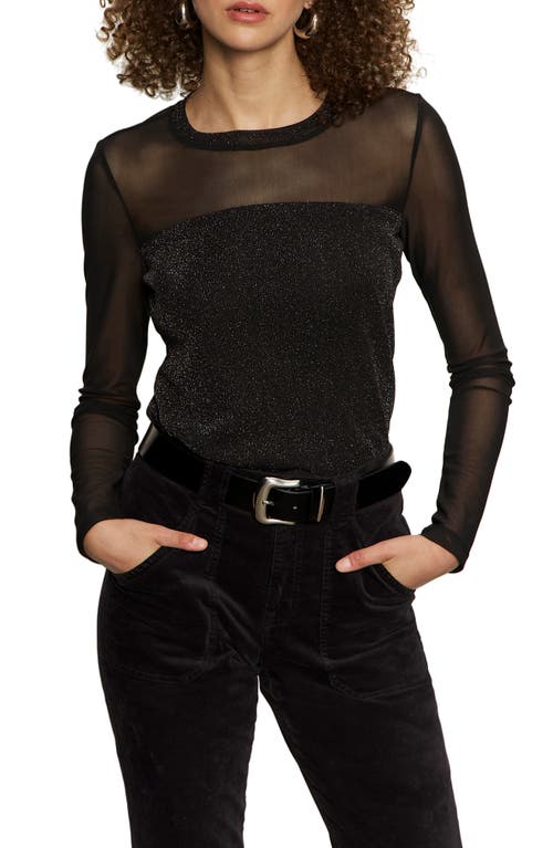 Sanctuary Sparkle Mesh Crewneck Top In Black