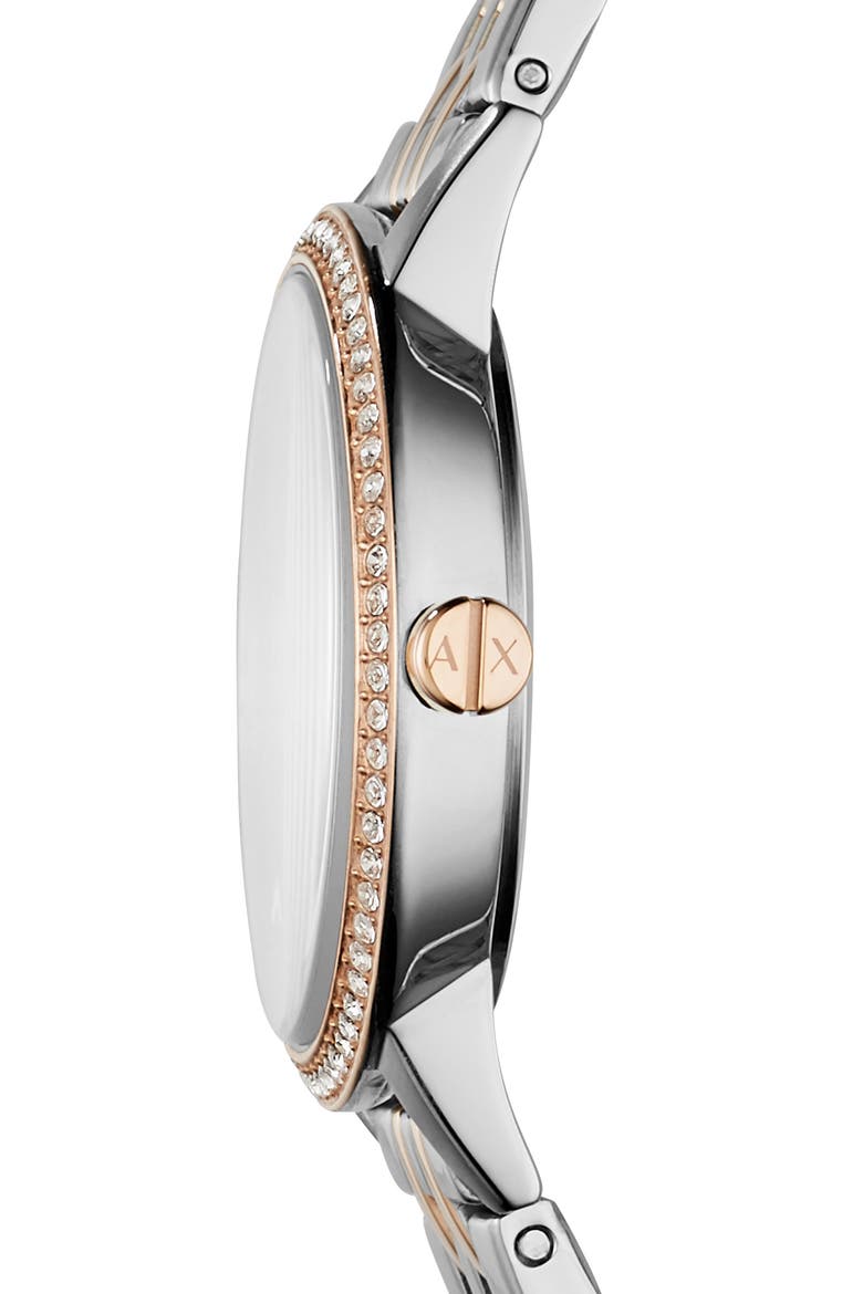 Crystal Two-Tone Bracelet Watch, 30mm, Alternate, color, SILVER