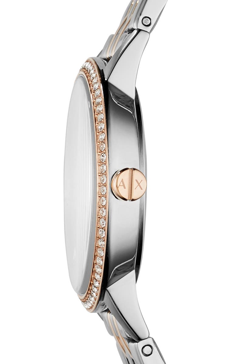 AX Armani Exchange Crystal Two-Tone Bracelet Watch, 30mm, Alternate, color, 