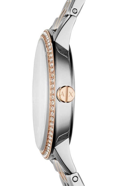 Armani Exchange Ax  Crystal Two-tone Bracelet Watch, 30mm In Silver