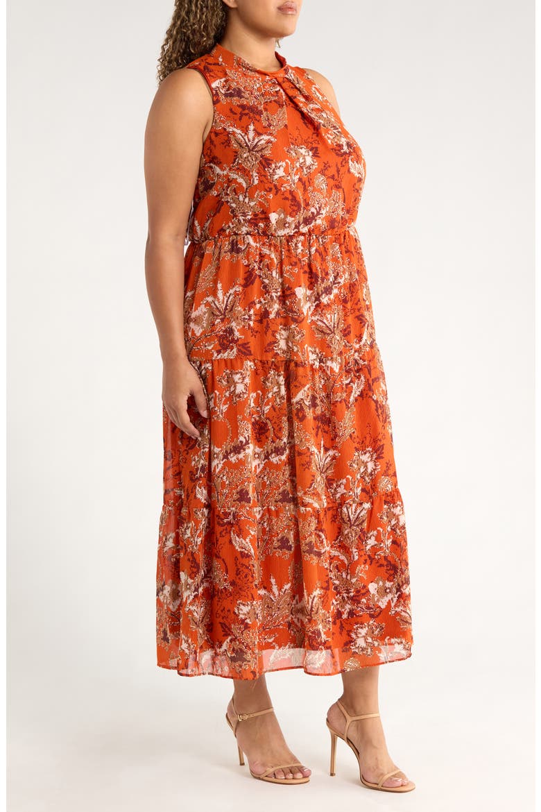 Sleeveless Mock Neck Maxi Dress, Alternate, color, RUST MULTI