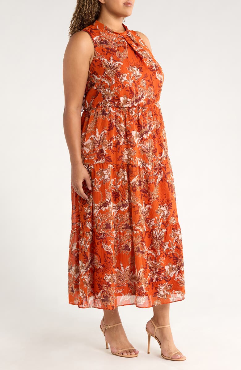 Julia Jordan Sleeveless Mock Neck Maxi Dress, Alternate, color, Rust Multi