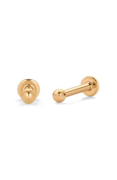 14k Bead Stud Earring (Flat Back)