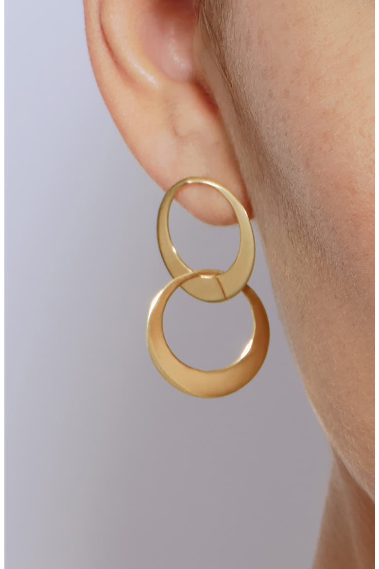 14K Gold Double Interlocking Hoop Earrings, Alternate, color, YELLOW