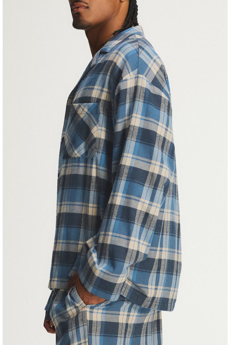 Savage X Flannel Pajama Shirt, Alternate, color, DARK AND STORMY BLUE MAD PLAID
