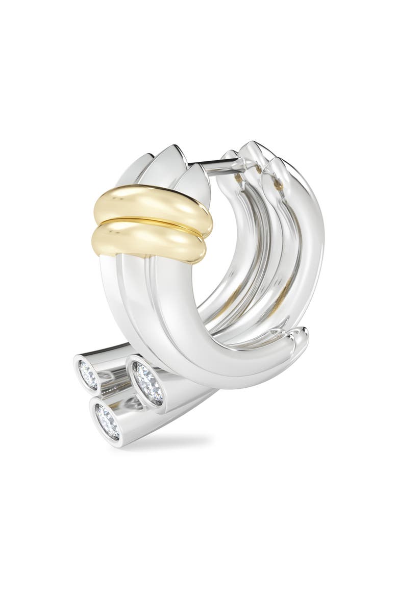 Oera Single Sheaf Huggie Hoop Earring, Main, color, 18K WHITE GOLD