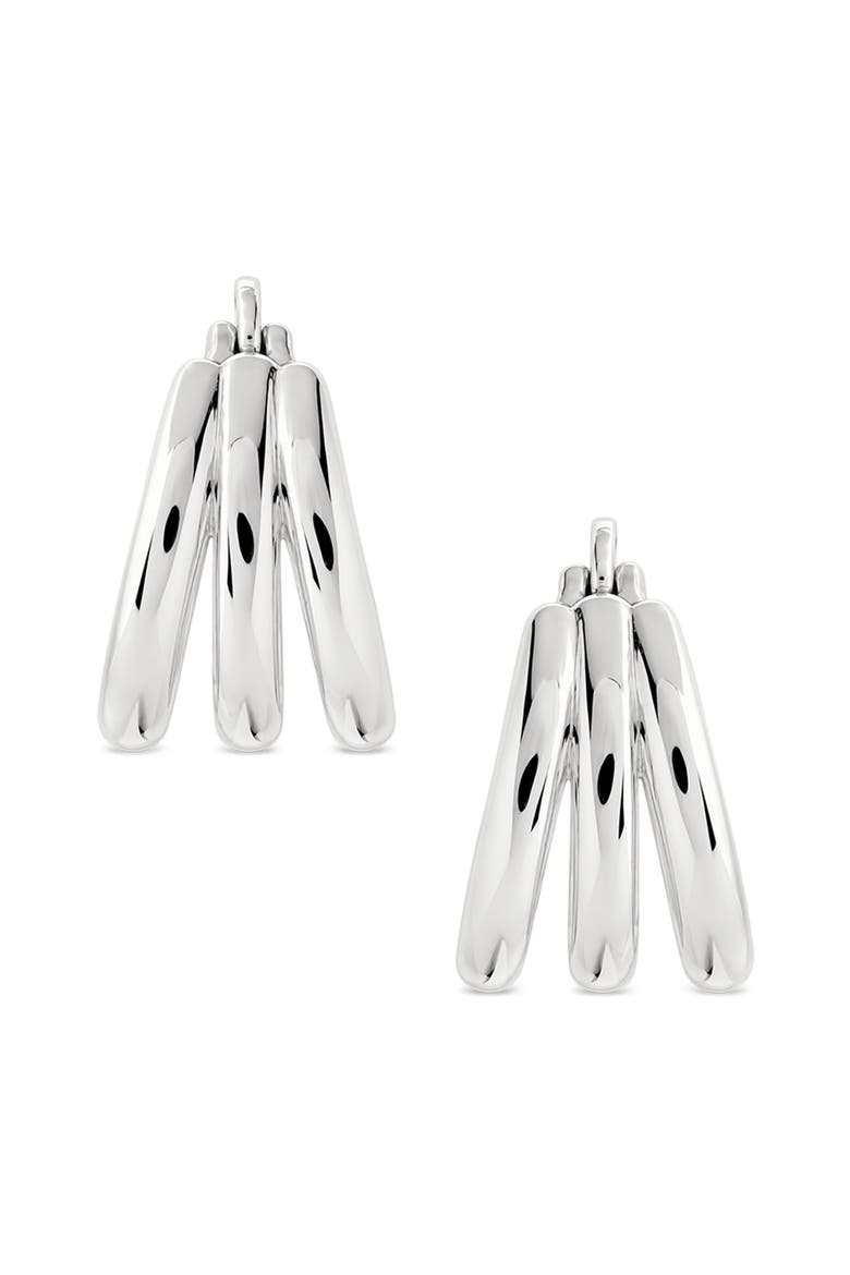 Triple Layer 14k Gold Plated Hoop Earrings, Alternate, color, SILVER